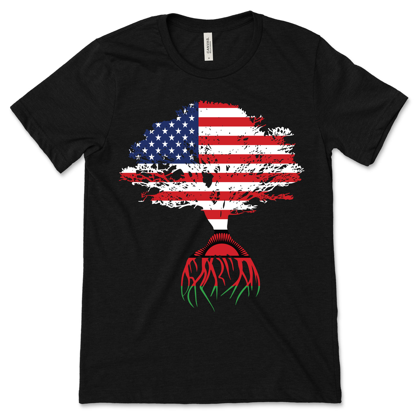 American Flag Malawian Roots Malawi Flag T-Shirt, Malawians, Malawian Gifts, Malawian Present, Malawian Birthday