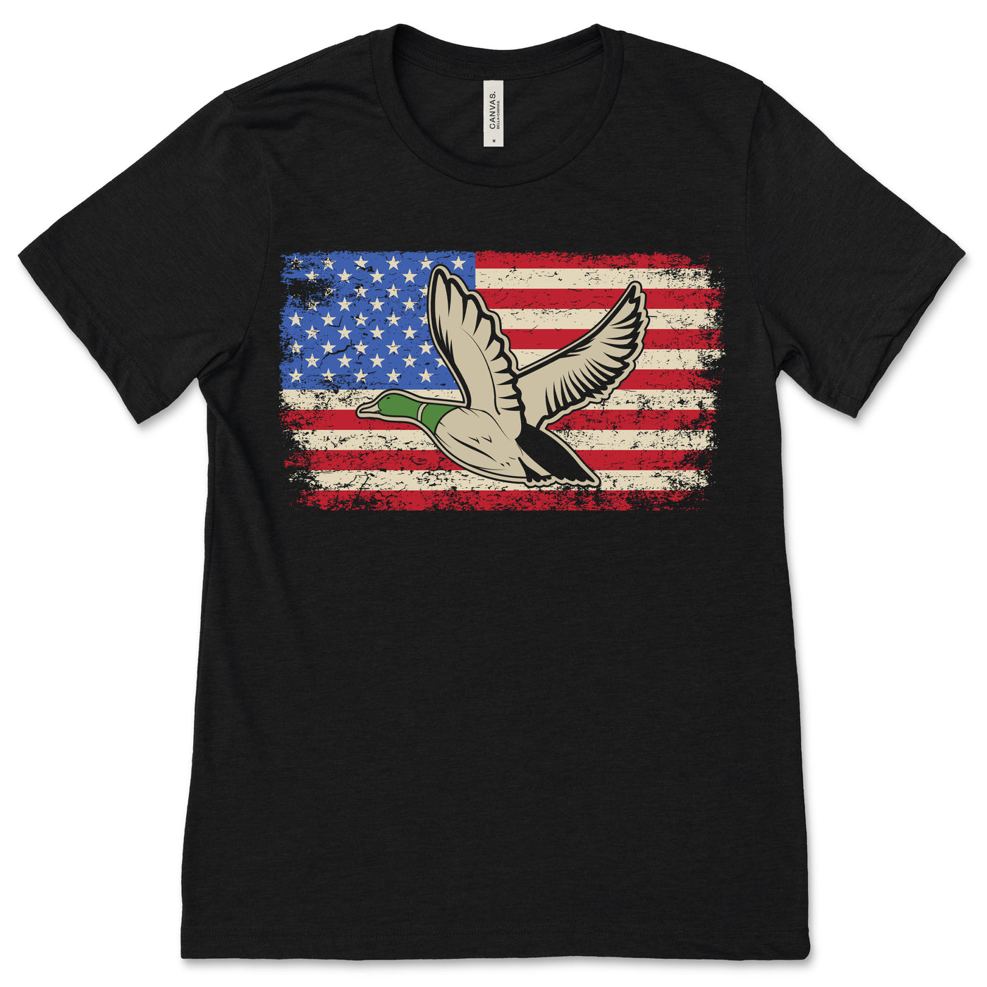 American Flag Duck Hunting T-Shirt, Hunter Gifts, Waterfowl Geese Ducks Lover, Hunt Sport Season Goose Overlapping, Grandpa Dad Father's Day