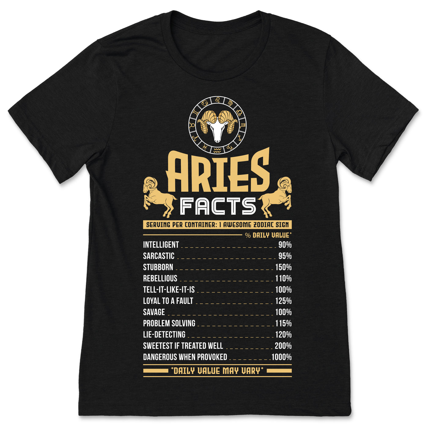 Aries Facts Traits Horoscope Zodiac Astrological Sign Funny T-Shirt, Born on March 21 - April 19 Gifts