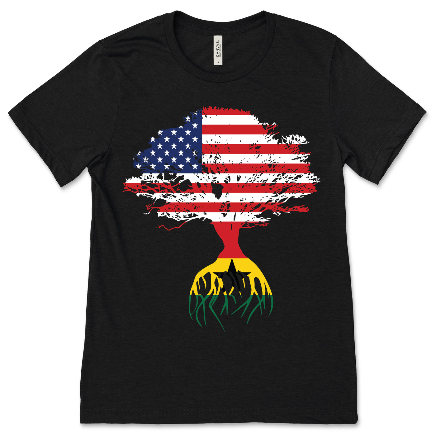 American Flag Ghanaian Roots Ghana Flag T-Shirt, Ghanaians, Ghanaian Gifts, Ghanaian Present, Ghanaian Birthday