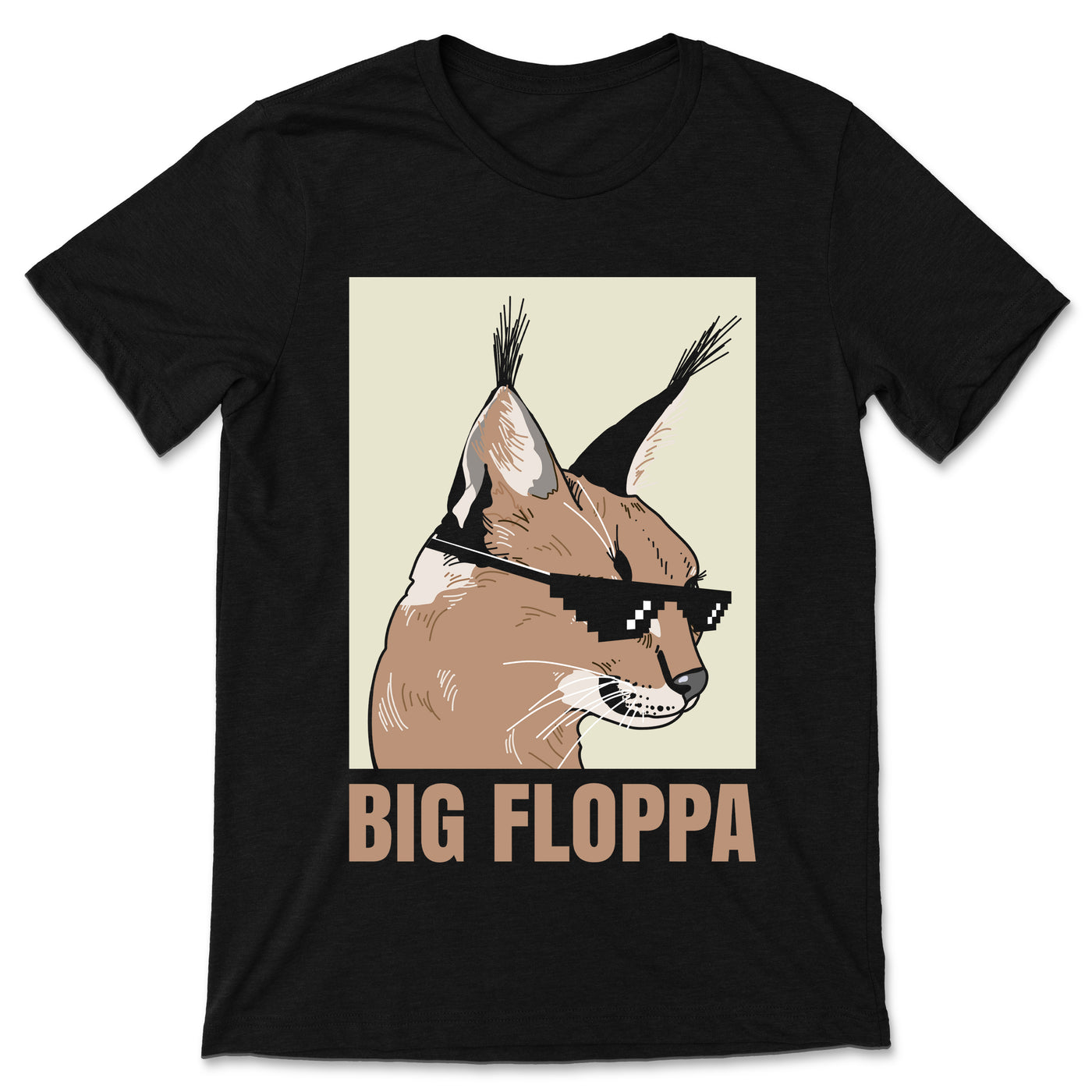 Big Floppa Sunglasses Meme Cat Caracal T-Shirt, Cool Funny Cats Caracals Gift, Wild Animals Lover Birthday Christmas Present, Boys Girls Dad Mom