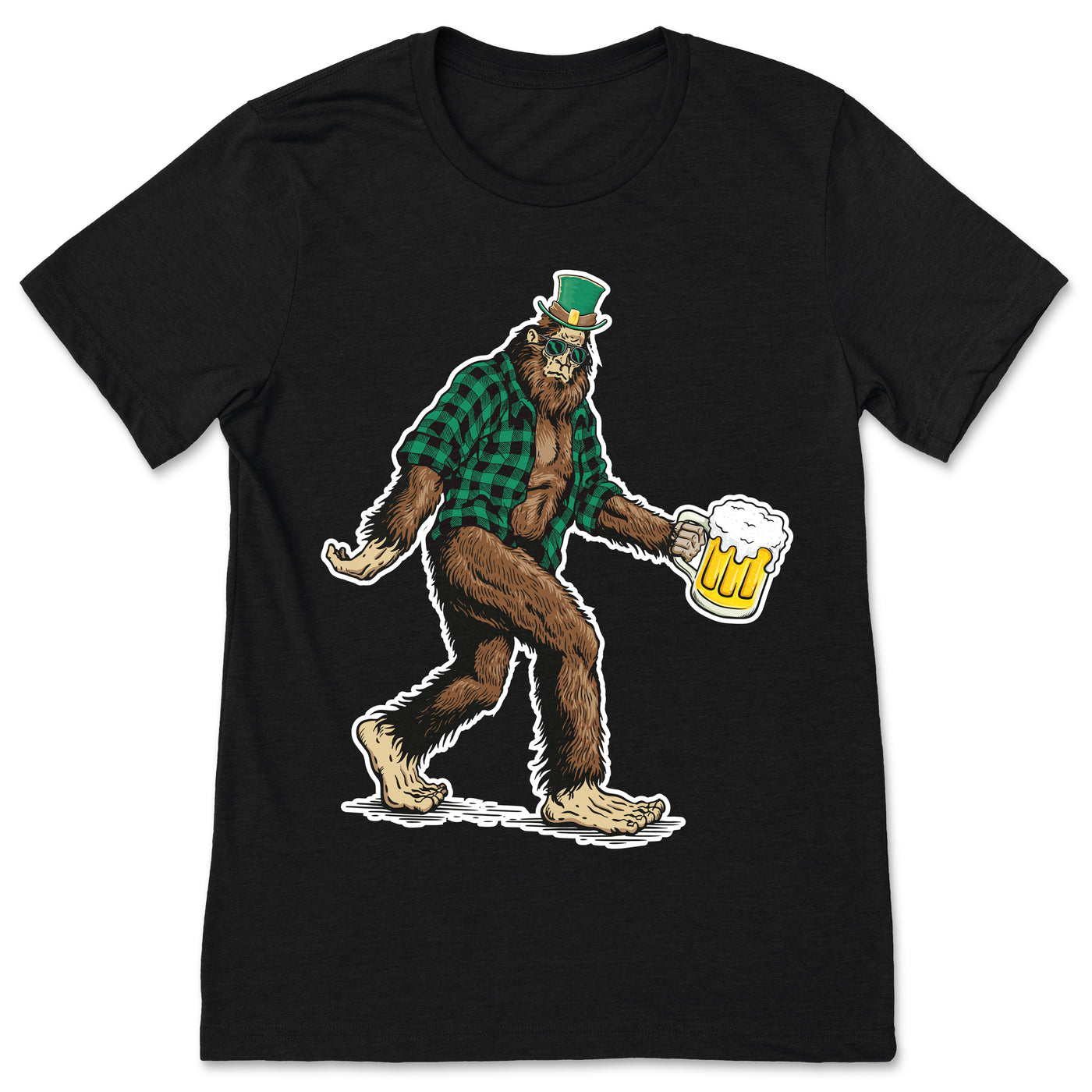 Bigfoot Beer Drinking Saint Patrick's Day St Patricks Shenanigans Irish Funny T-Shirt, Undefeated Hide And Seek Champion, Sasquatch Yeti