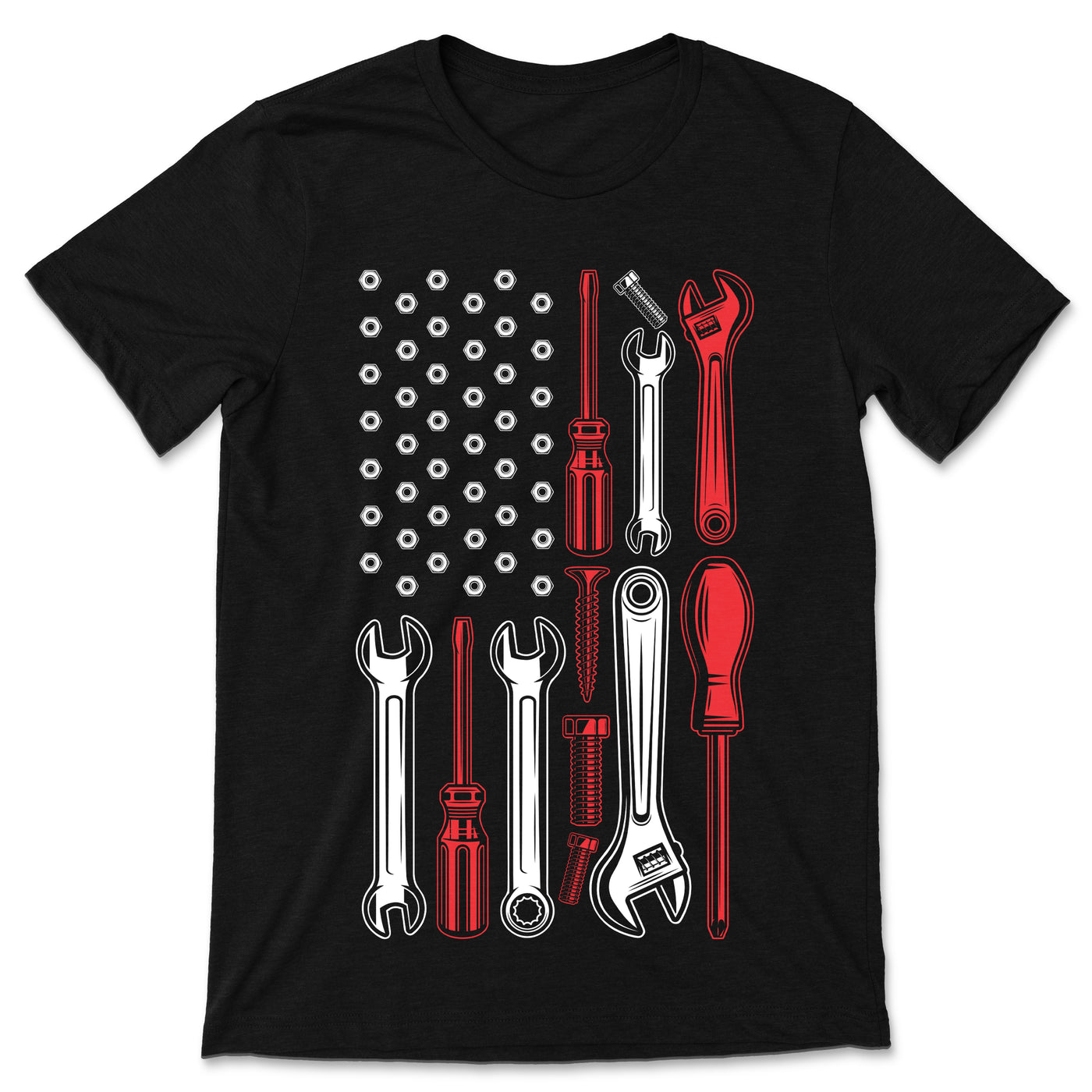 American US Flag Patriotic Mechanic Auto Car Gift T-Shirt, Garage Worker Tools, Fix Cars Lover, Husband, Dad Father's Day