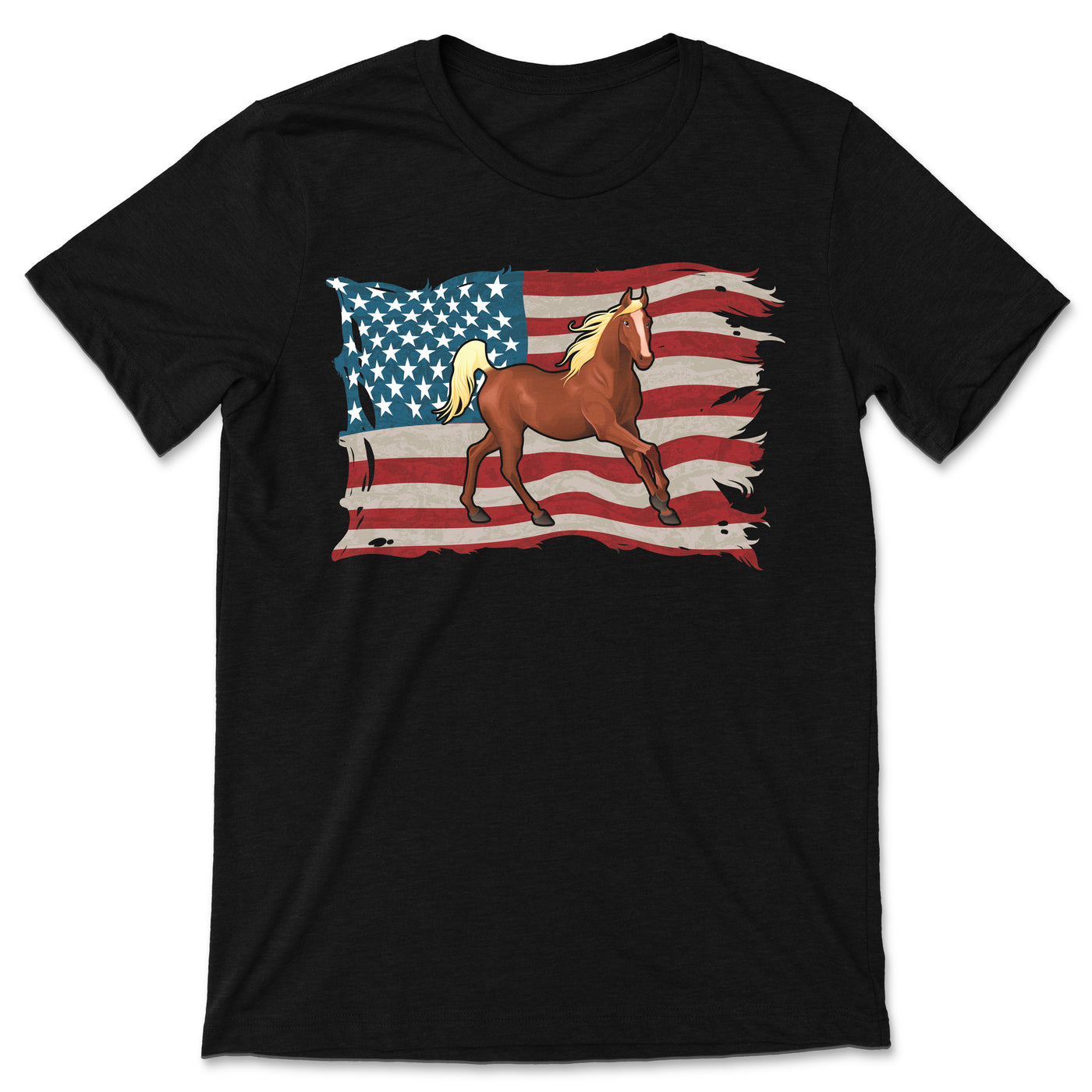 American Flag USA Horses T-Shirt, Equestrian Vaulting Gifts, Horse Riding Show, Horseback Sport, Rider Present, Jumping Barrel Racer Lover,