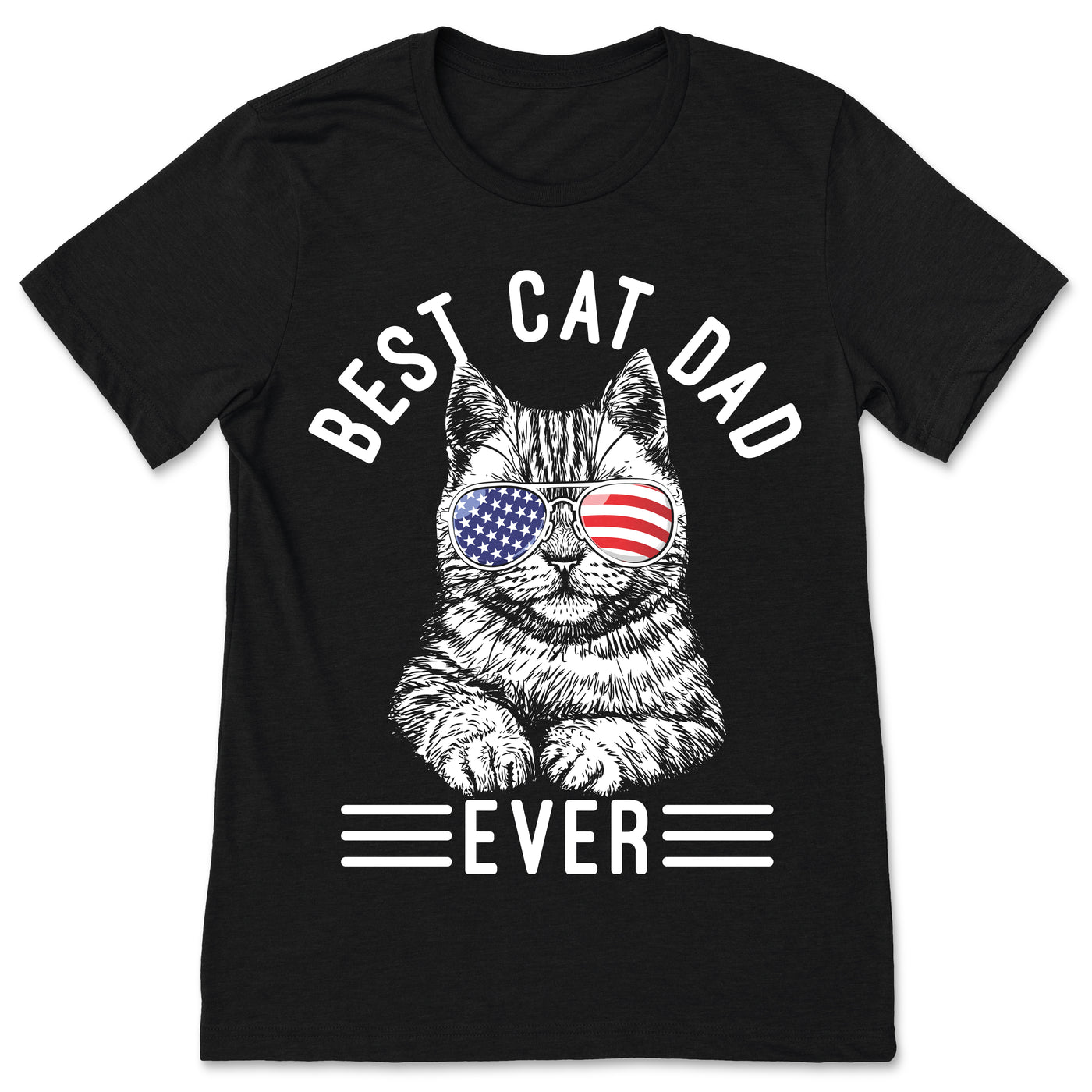 Best Cat Dad Ever Cool Funny American Flag Sunglasses USA T-Shirt, Cats Lover Gift Daddy, Kitty Owner, Kitten Outfit, Father's day