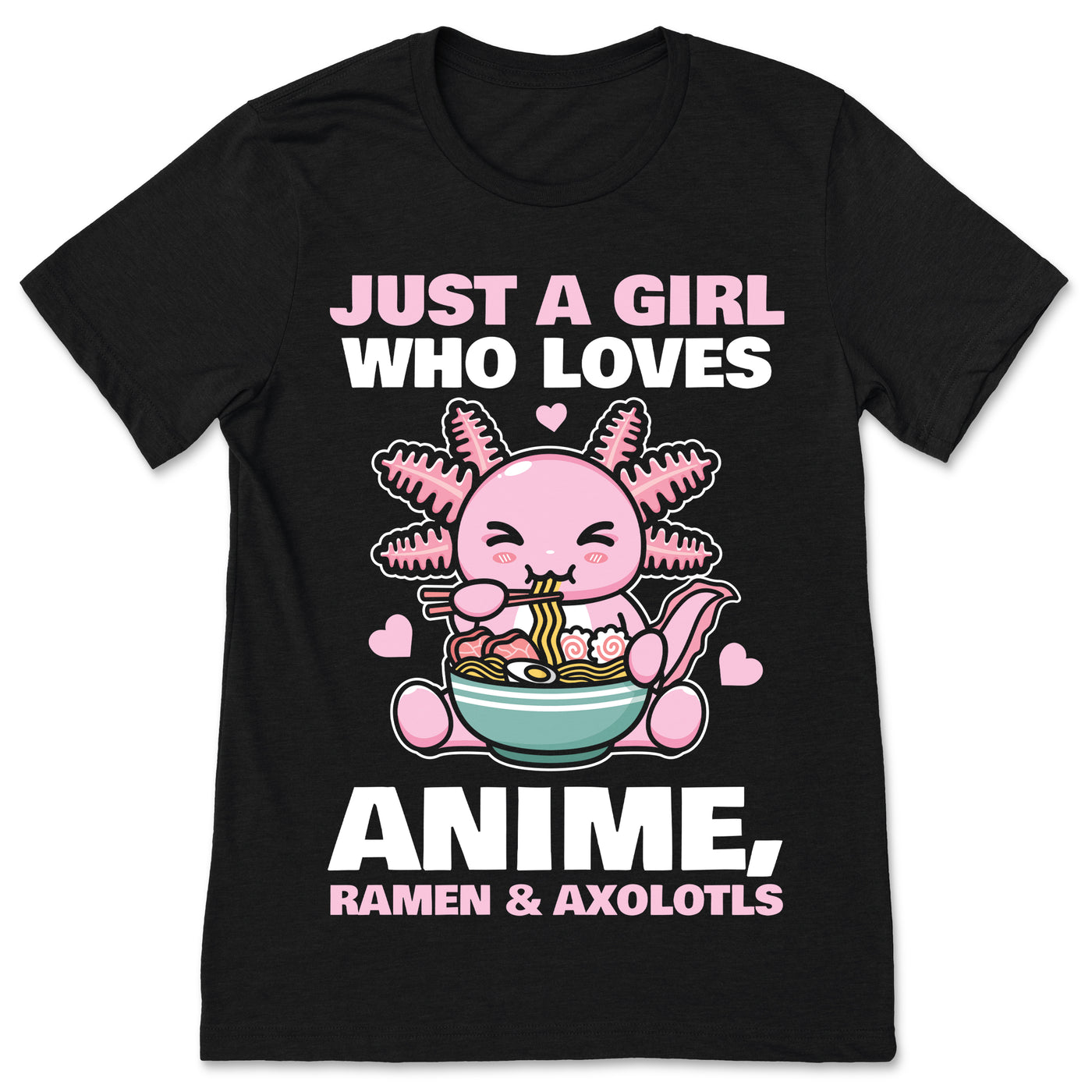 Axolotl Anime Ramen Axolotls Amphibian Japanese Noodles Lover Gift Girls Boys T-Shirt, Neotenic Ambystoma Mexican Salamander Owners