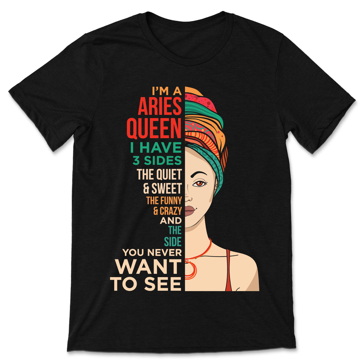 Aries Queen Afro Girl Horoscope Zodiac Facts Traits Astrological Sign T-Shirt, Born March 21 April 19