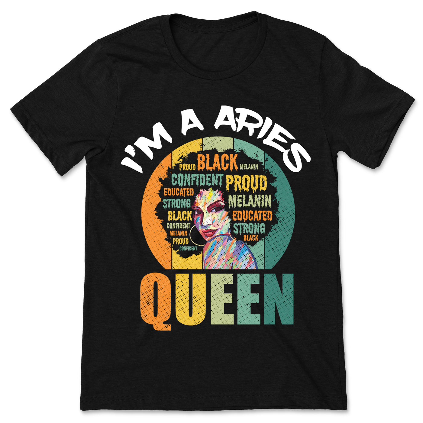 Aries Queen Afro Girl Horoscope Zodiac Facts Traits Astrological Sign T-Shirt, Born March 21 April 19