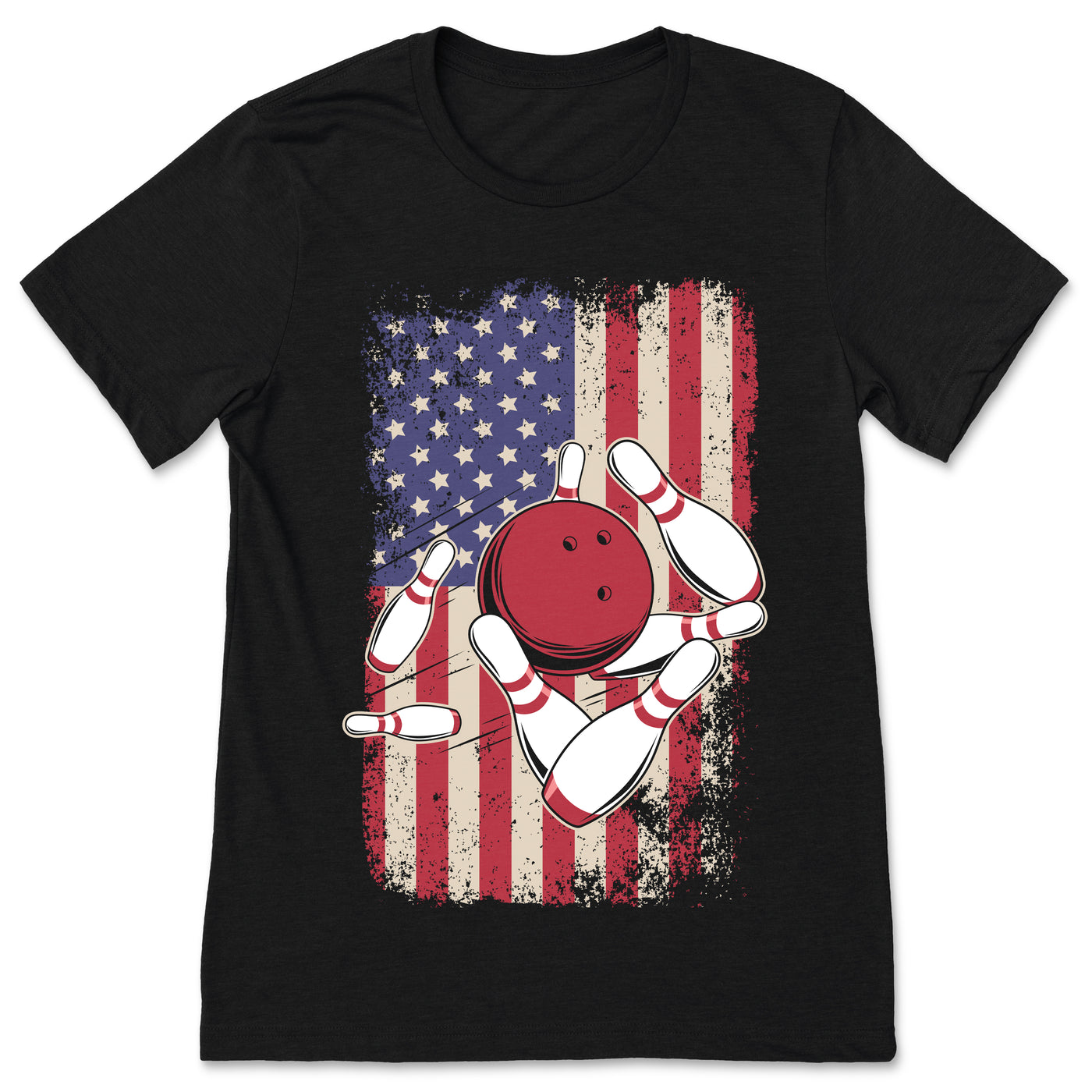 American Flag US Bowling Ball Pin T-shirt, Bowling Player Gift, Bowler Birthday Party Present, Bowling Playing Costume, Bowling Team League,