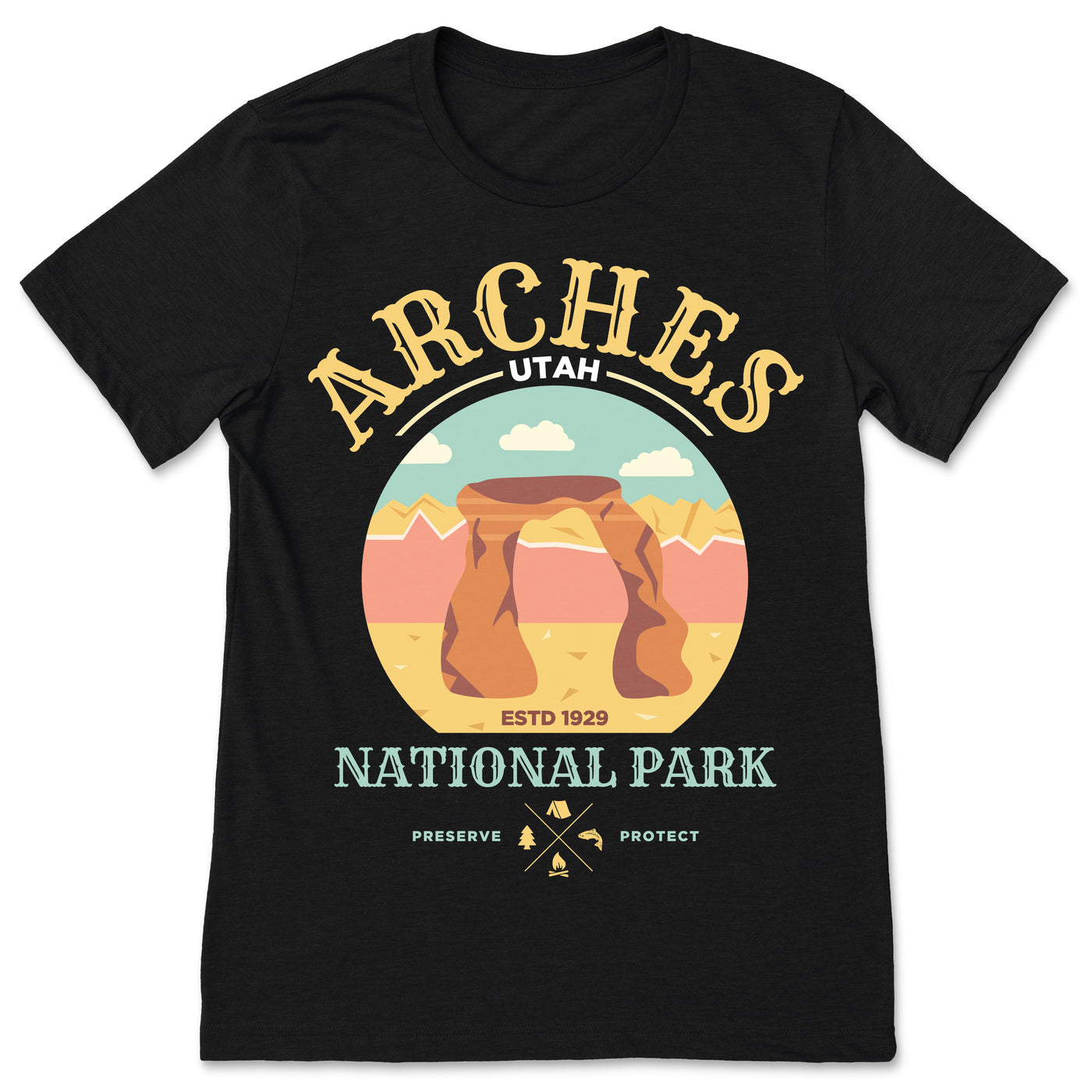 Arches National Park T-Shirt, Utah Camping Camper T Shirts, Traveler Hiking Outdoor Gifts, Campground, Present Camp Life