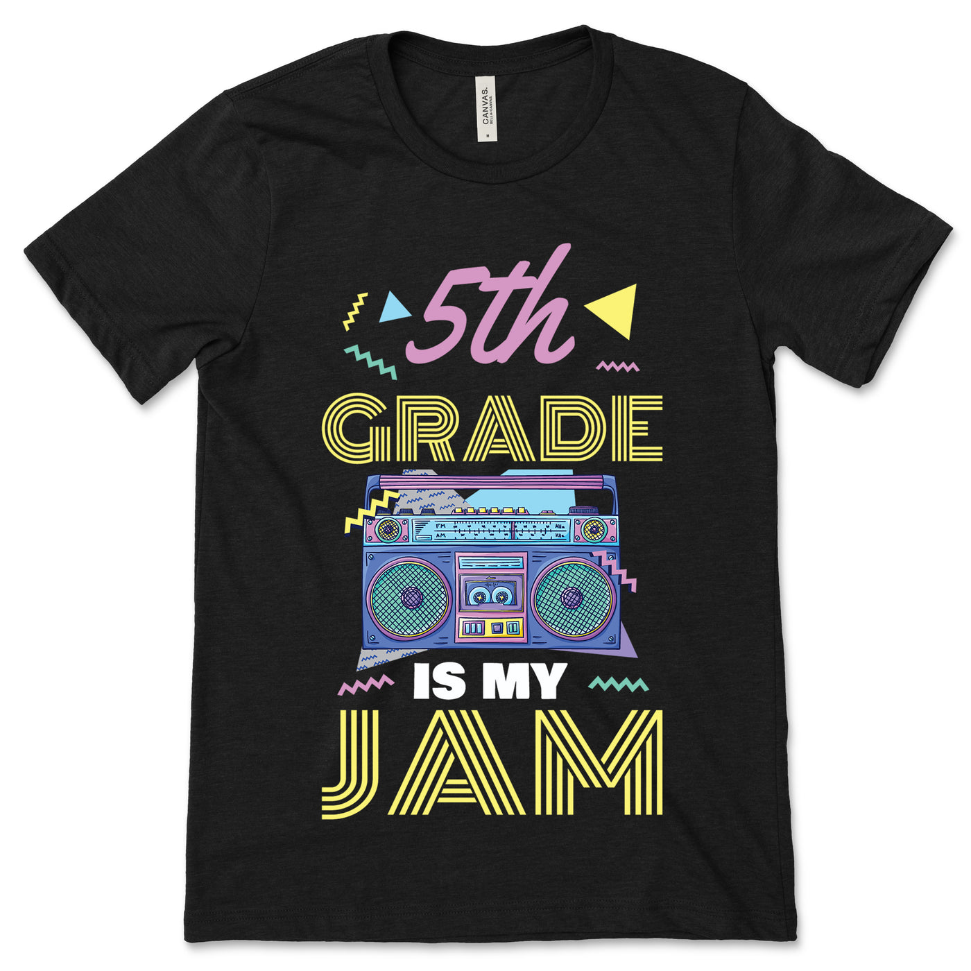 5th Grade Is My Jam Five Vintage 80s Boombox Teacher Student T-Shirt, Back To School Fifth Grade First Day, 100 Days Of School, Field Day