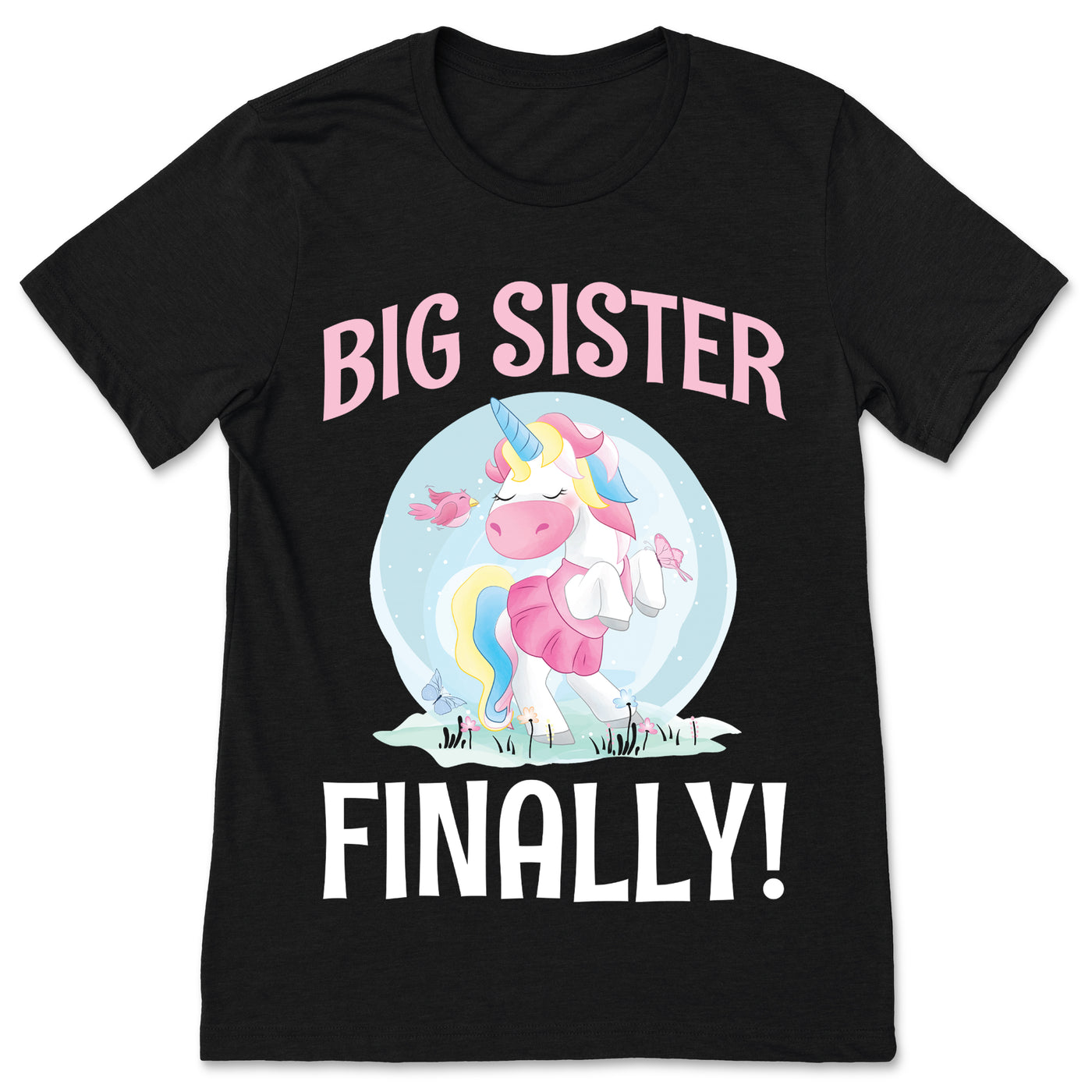 Big Sister Finally Unicorn T-Shirt, Cute Announcement Reveal, Gift For Girls Older Promoted Sisters Present, Girls Kids Toddler Children