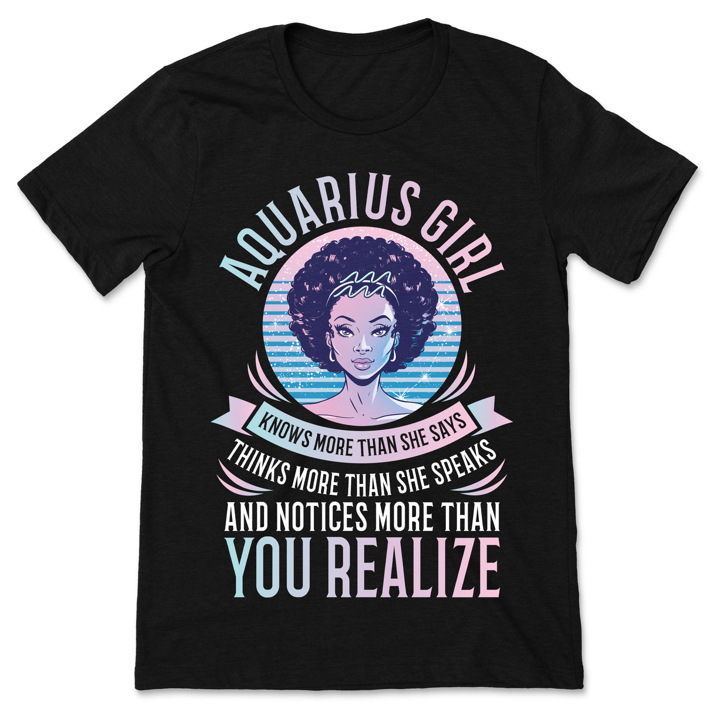 Aquarius Girl Funny Horoscope Zodiac Astrological Sign T-Shirt, Born January 20 - February 18 Gifts, Afro Women Tee, Girls Birthday Present,