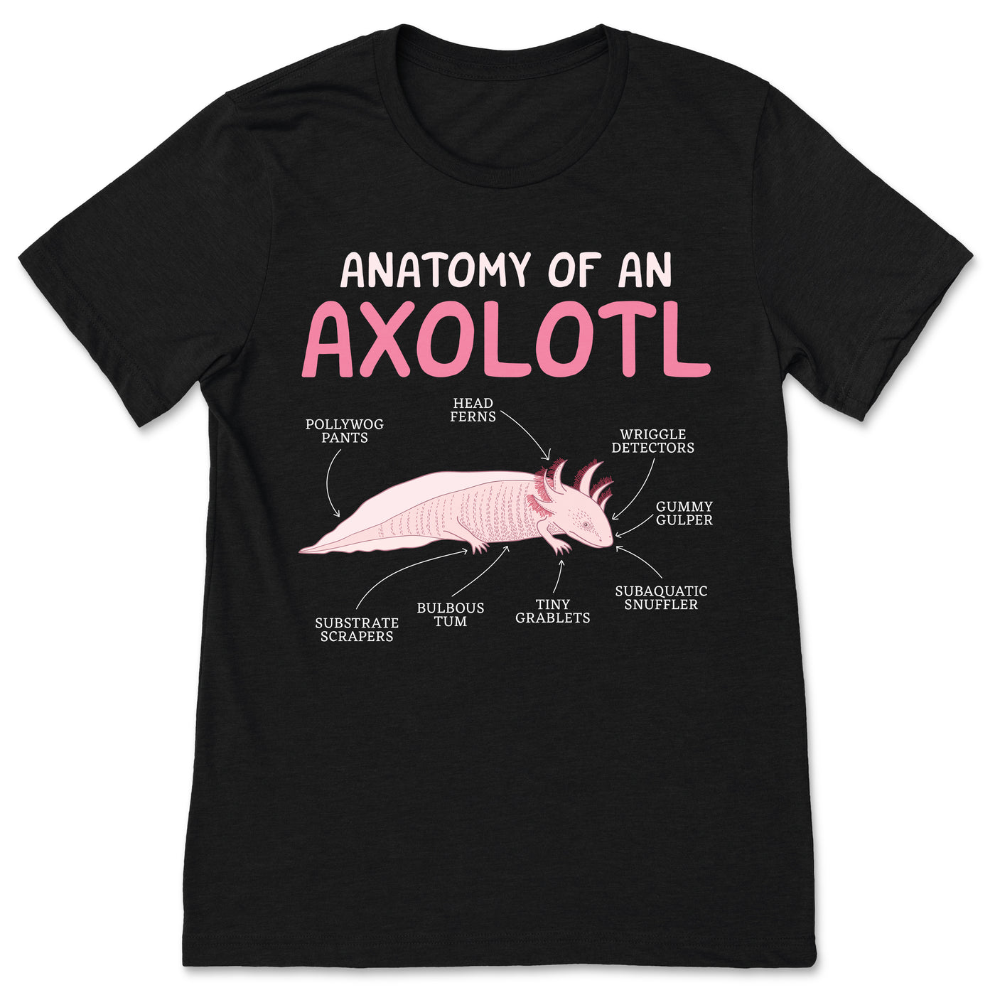 Anatomy Of An Axolotl Axolotls Amphibian Lover Gift Girls Teens Boys Funny T-Shirt, Neotenic Ambystoma Mexicanum Mexican Salamander Present,