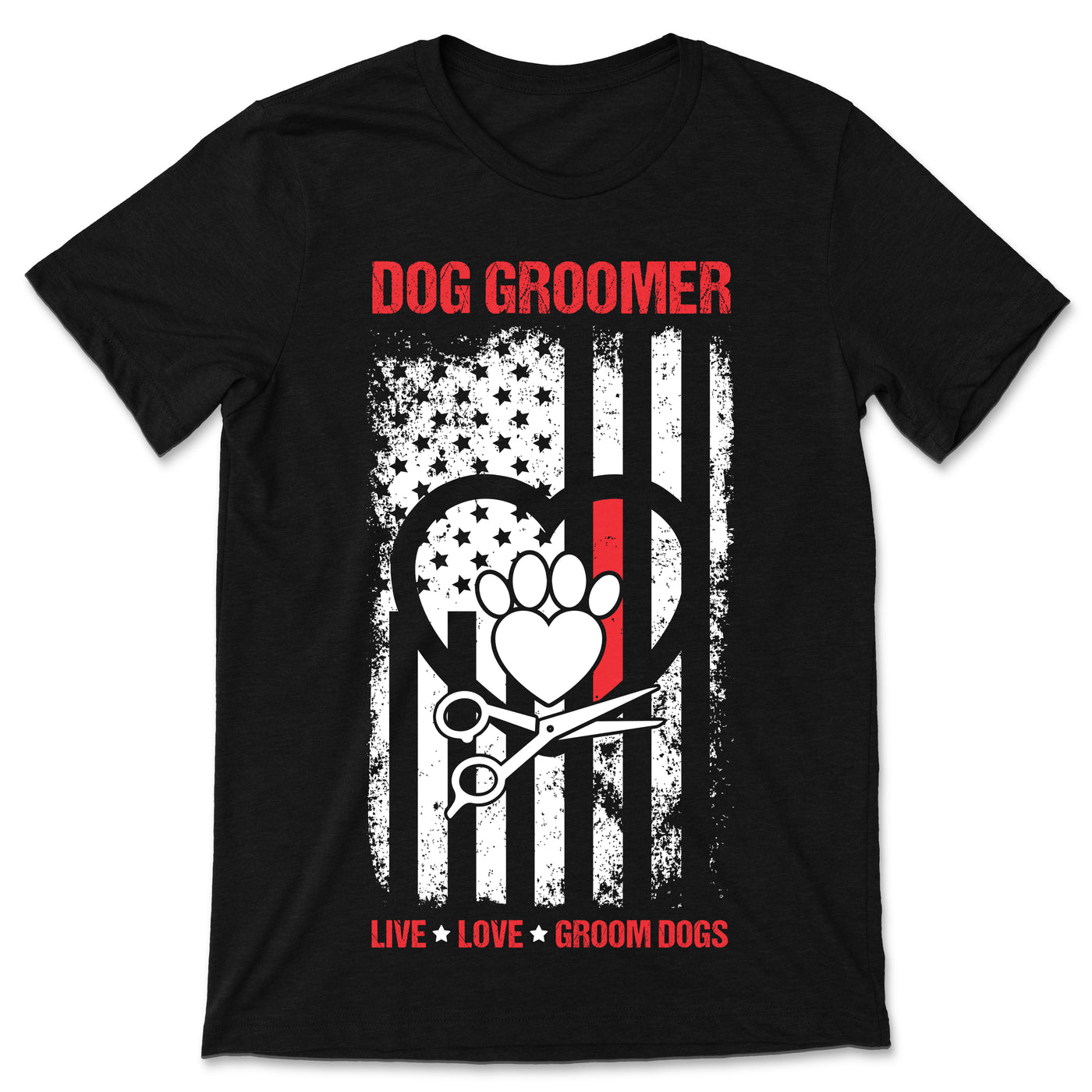 American Flag Patriotic Groomer Cute Dogs T-Shirt, Groomers Gift, Funny Grooming Puppies, Puppy Pet Lover, Daycare Stylist, Salon Spa Worker