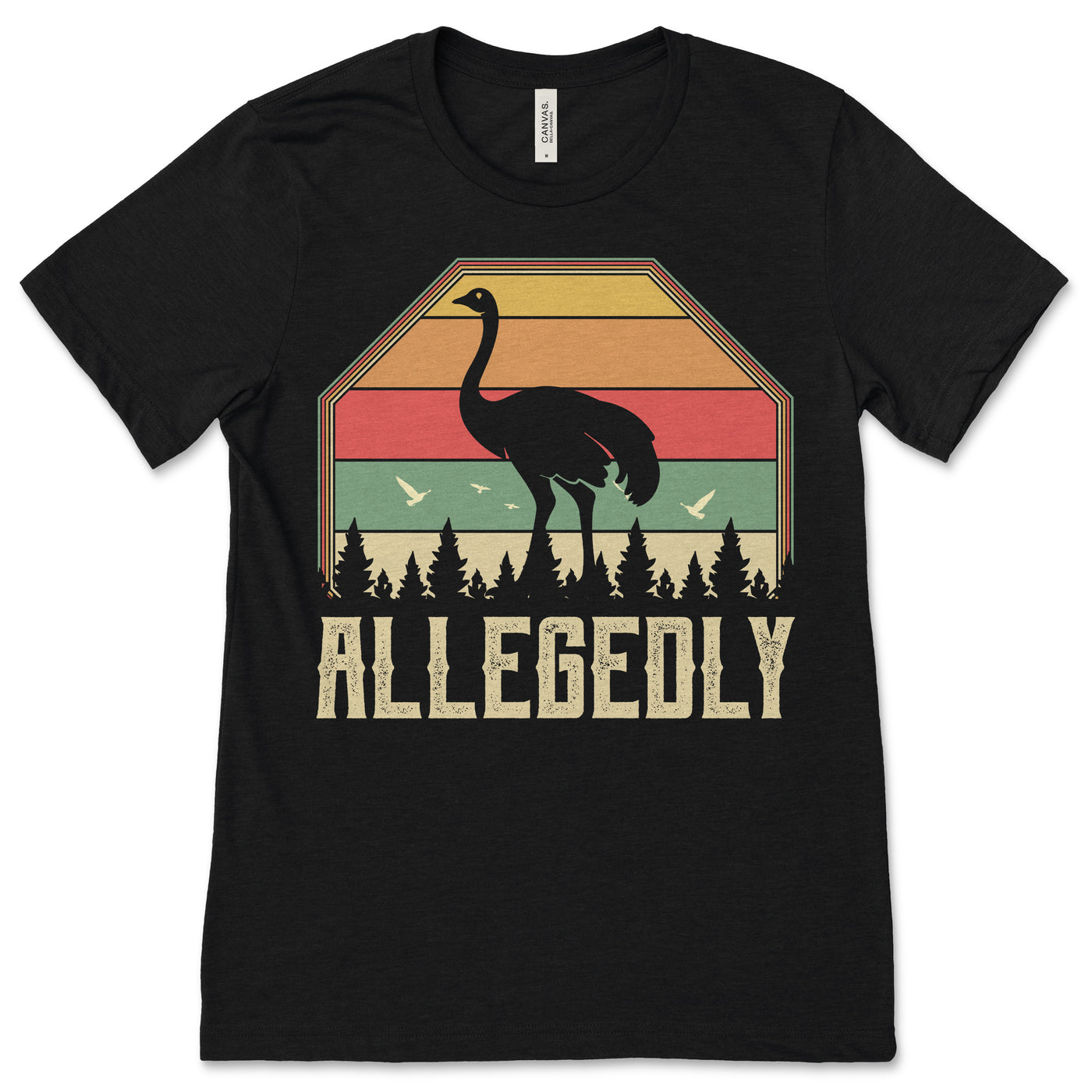 Allegedly Ostrich Shirt, Funny Retro Vintage Sunset Ostrich Gifts Funny T Shirts, Flightless Bird, Birthday Present