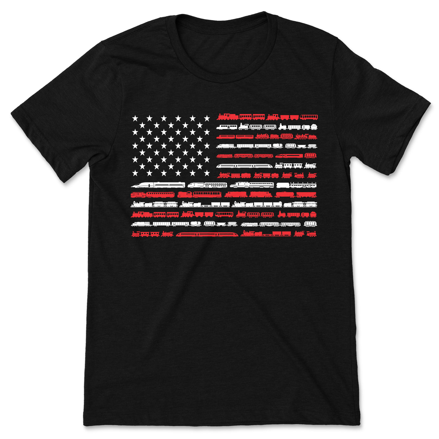 American Flag Patriotic Train Railroad Vintage T-Shirt, Model Old Retro Big Model Locomotive Gifts, Engineer Trains