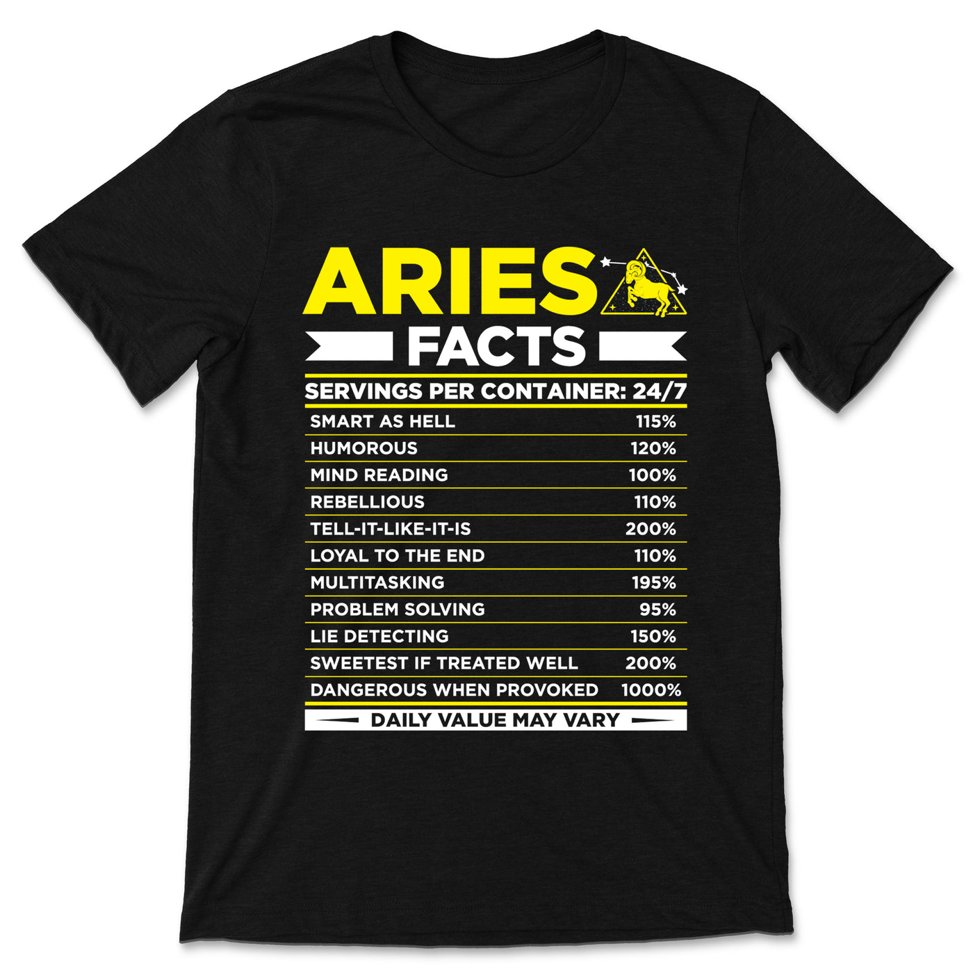 Aries Horoscope Zodiac Facts Traits Astrological Sign T-Shirt, Born March 21 - April 19