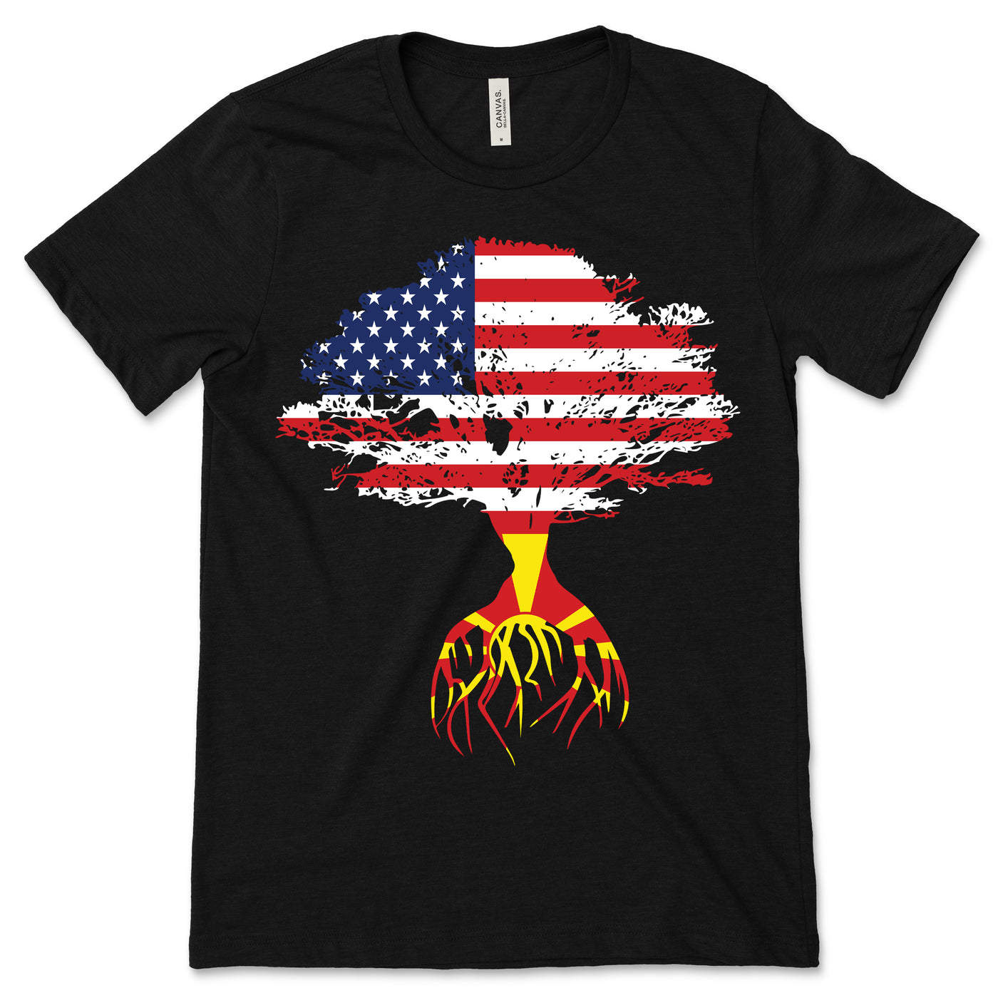 American Flag Macedonian Roots Macedonia Flag T-Shirt, Macedonians, Macedonian Gifts, Macedonian Present