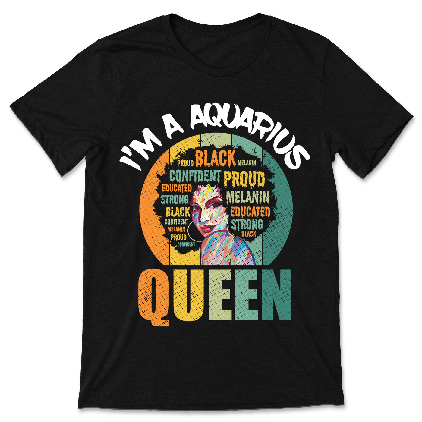 Aquarius Queen Afro Girl Traits Facts Horoscope Zodiac Astrological Sign T-Shirt, Born January 20 - February 18 Gifts