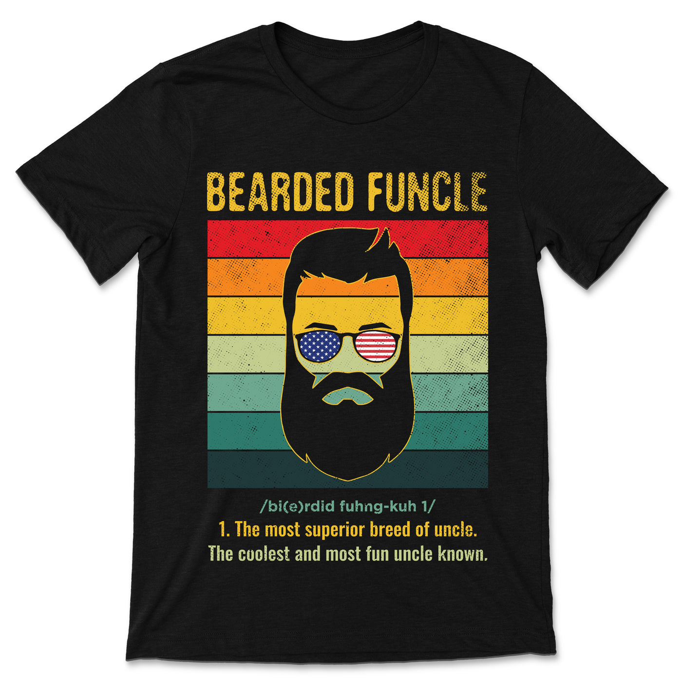 Bearded Funcle Funny Uncle Definition T-Shirt, Vintage Cool Beard Costume Gift, Long Beards Man Mustache, Boyfriend Dad, Birthday Present