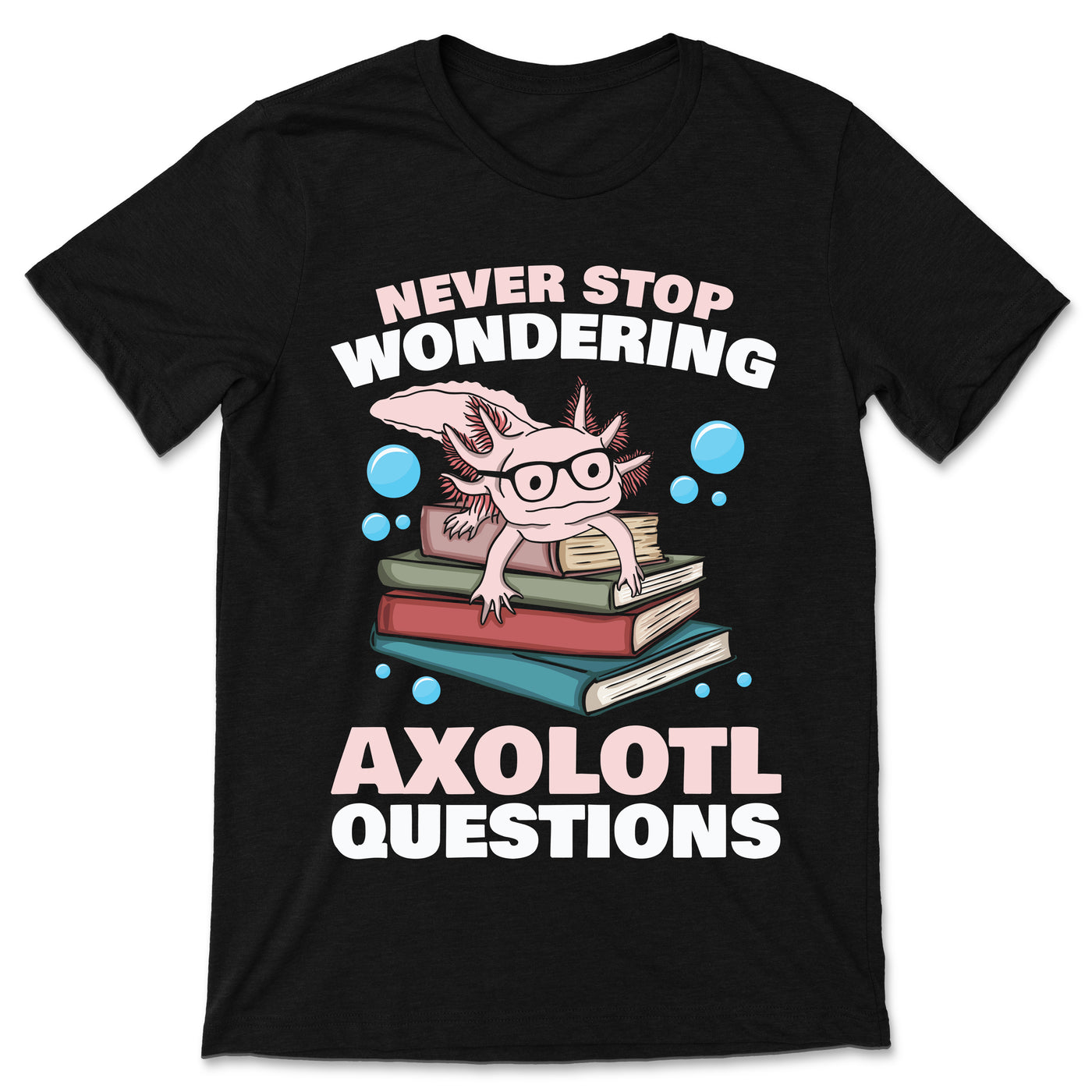 Axolotl Reading Books Axolotls Amphibian Lover Gift Girls Boys Reader Cute T-Shirt, Neotenic Ambystoma Mexican Salamander Owners Gift