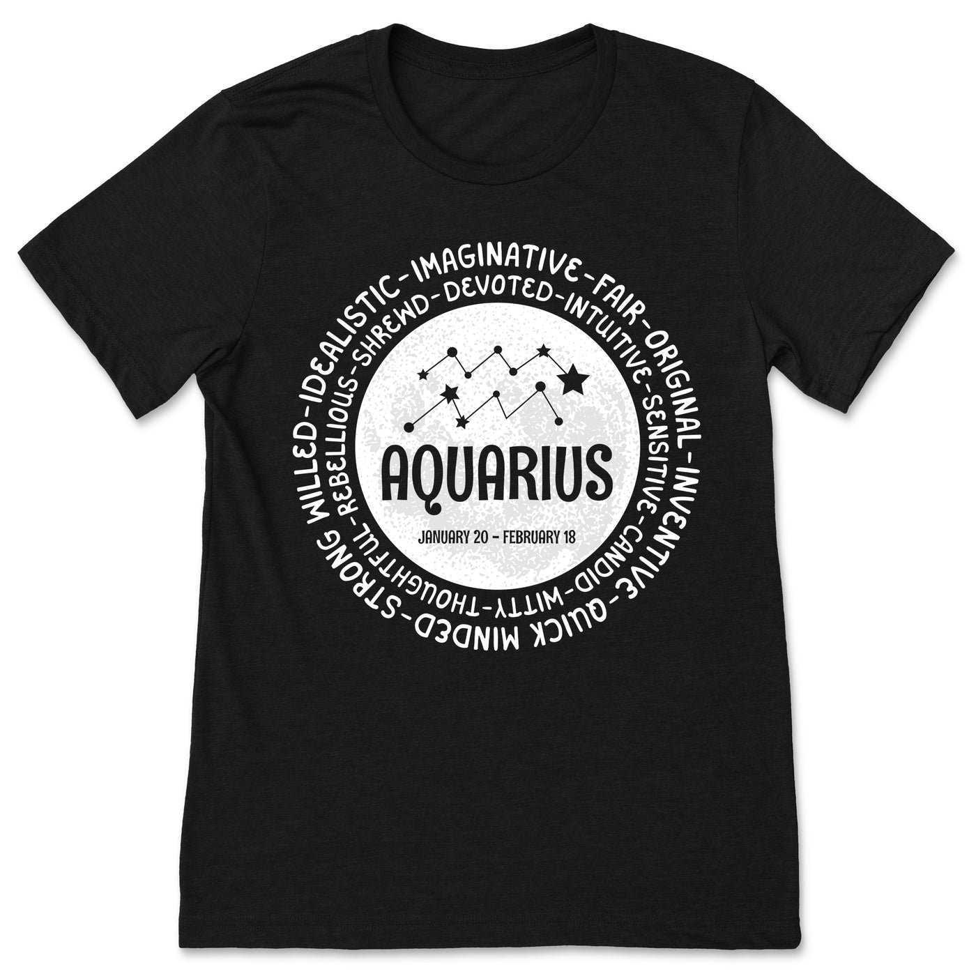 Aquarius Traits Horoscope Zodiac Astrological Sign T-Shirt, Born January 20 - February 18 Gifts