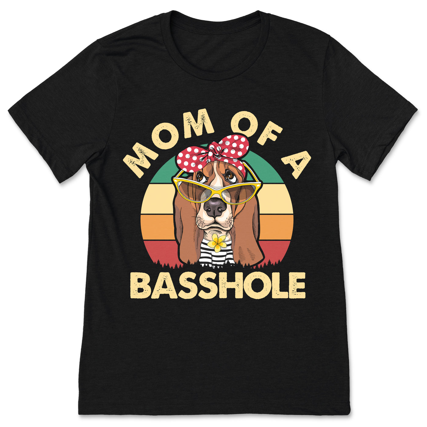 Basset-hound Shirt Gifts Mom Of A Basshole Funny Womens T-Shirt, Cool Vintage Retro Design Animal Pet Dog Lovers Gift, Mother's Day