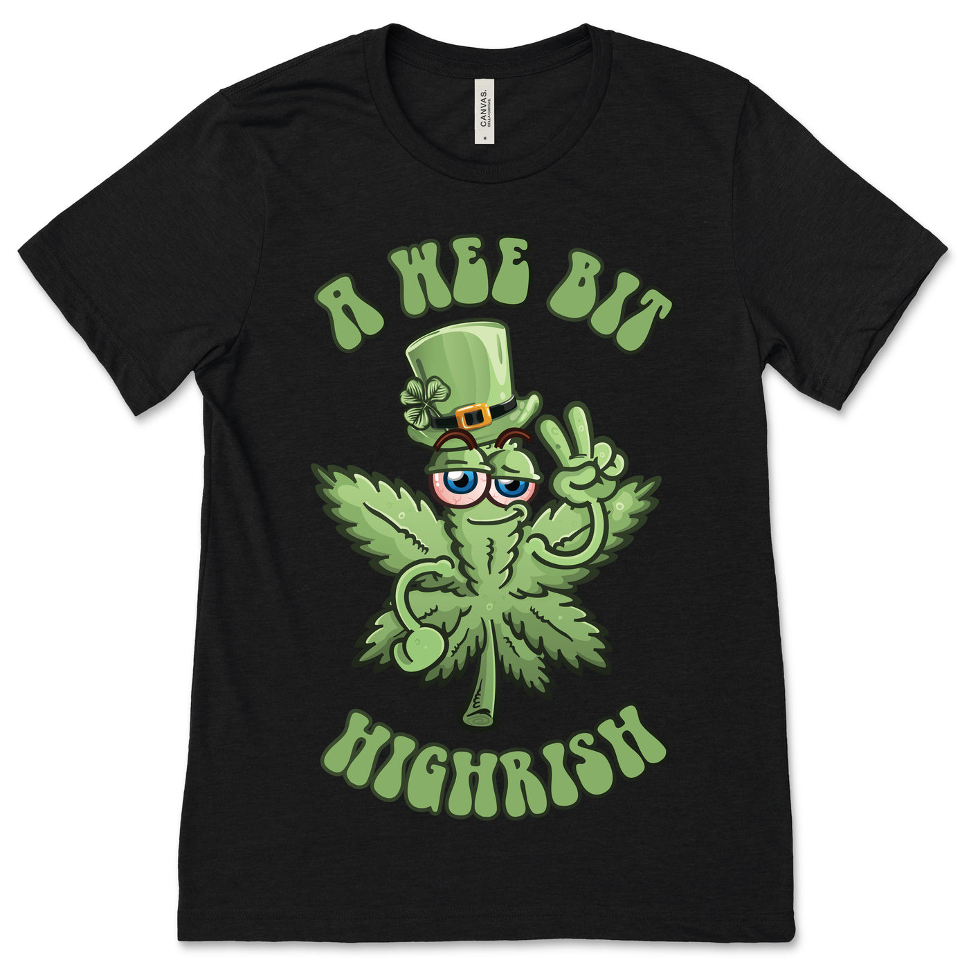 A Wee Bit Highrish St Patricks Day Weed Marijuana Funny Gift T-Shirt, Pub Shenanigans Saint Pattys, Rastafari 420 4/20 Cannabis Day Costume,