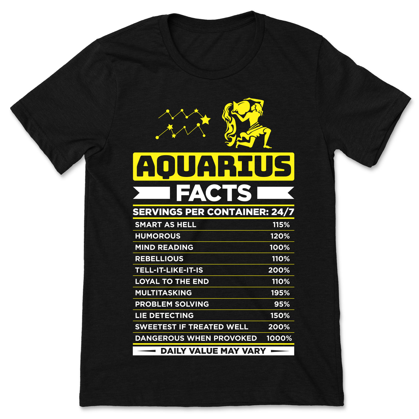 Aquarius Traits Facts Horoscope Zodiac Astrological Sign Funny T-Shirt, Born January 20 - February 18 Gifts