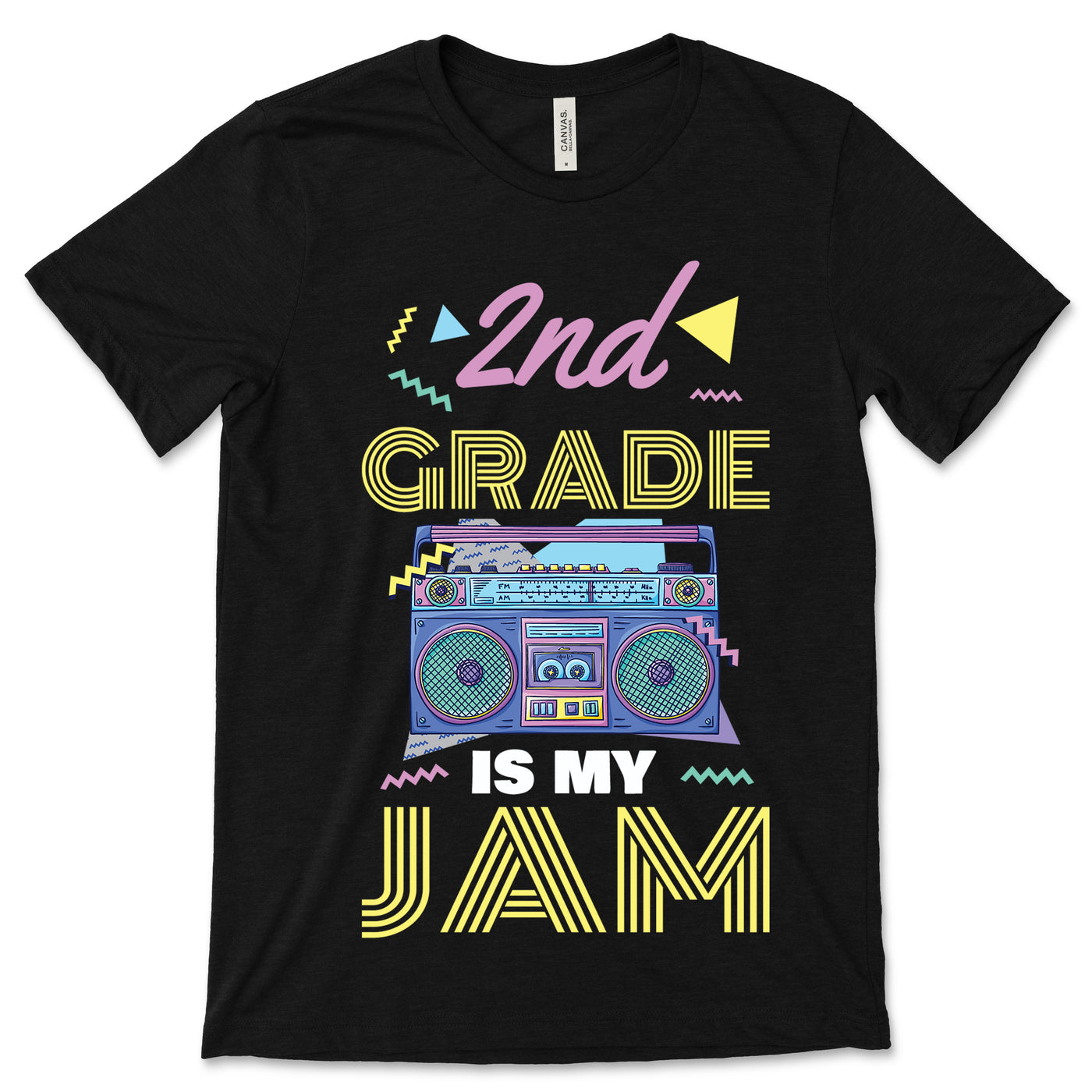 2nd Grade Is My Jam Two Vintage 80s Boombox Teacher Student T-Shirt, Back To School Second Grade First Day, 100 Days Of School, Field Day