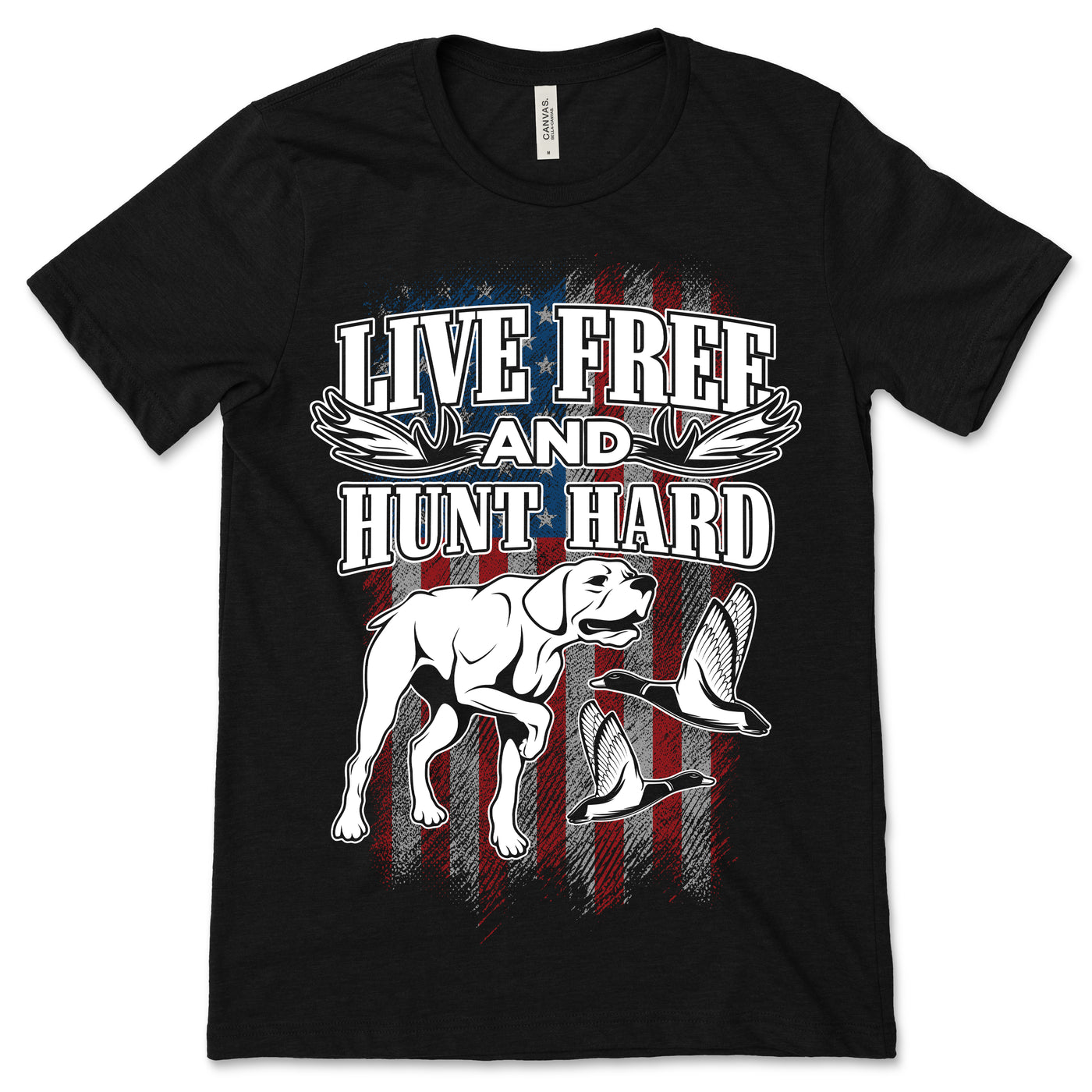 American Flag Duck Hunting T-Shirt, Hunter Gifts, Waterfowl Geese Ducks Lover, Hunt Sport Season Goose Overlapping, Grandpa Dad Father's Day